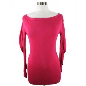 Guess Womens Wool Blend Boat Neck Solid Red Tunic Sweater Medium